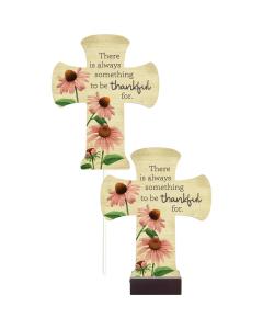 Carson Home Accents Pedestal/Stake Cross - There is Always Something to Be Thankful For
