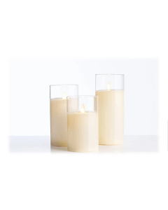 Will's Company LED Candles in Clear Glass Cylinders - Set/3