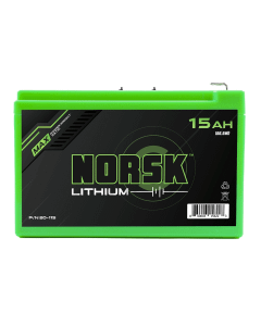 Norsk Lithium 15AH Lithium-Ion Battery with 2A 12.6V Lithium-Ion Battery Charger w/ Quick Connect Harness