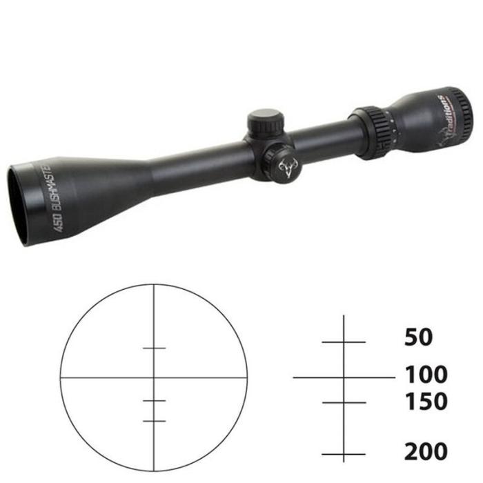 Traditions Rifle Hunter Series 3-9x40 Riflescope Range-Finding Reticle .25 MOA Adjustment Fixed Parallax Matte Finish