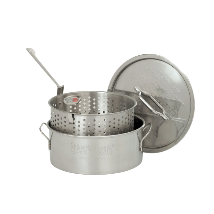 Bayou Classic 10-qt Stainless Fry Pot with Lid, Basket, Thermometer